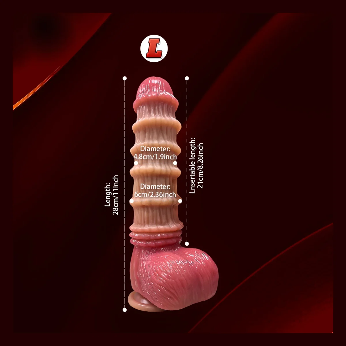 Enorme dildo 3 maten, L · 28 cm