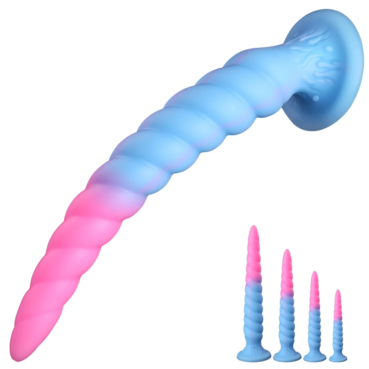 Extra lange spiraal anale dildo, siliconen