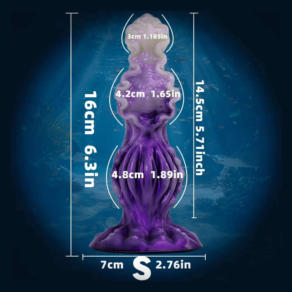 Fantasy 3-knoops dildo, siliconen