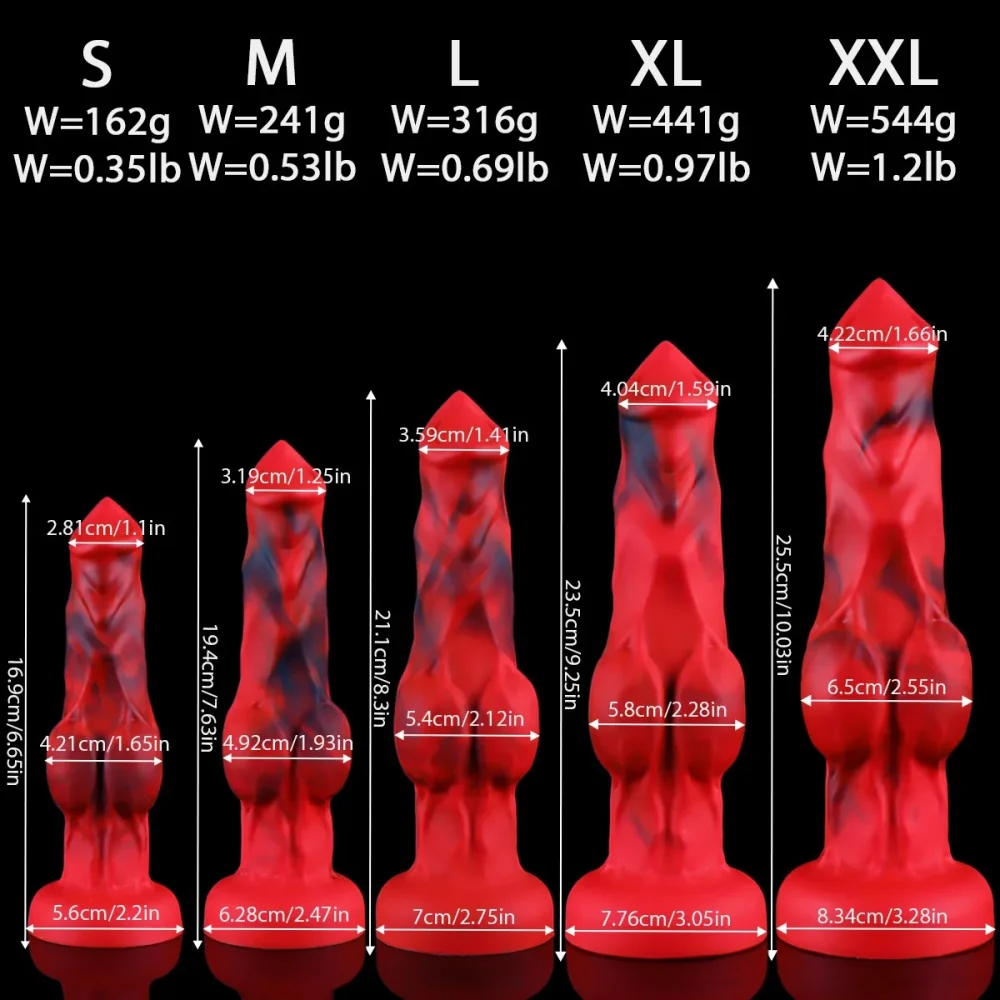 XXL fantasy dildo Fantasy Rubis, Rood set van 5