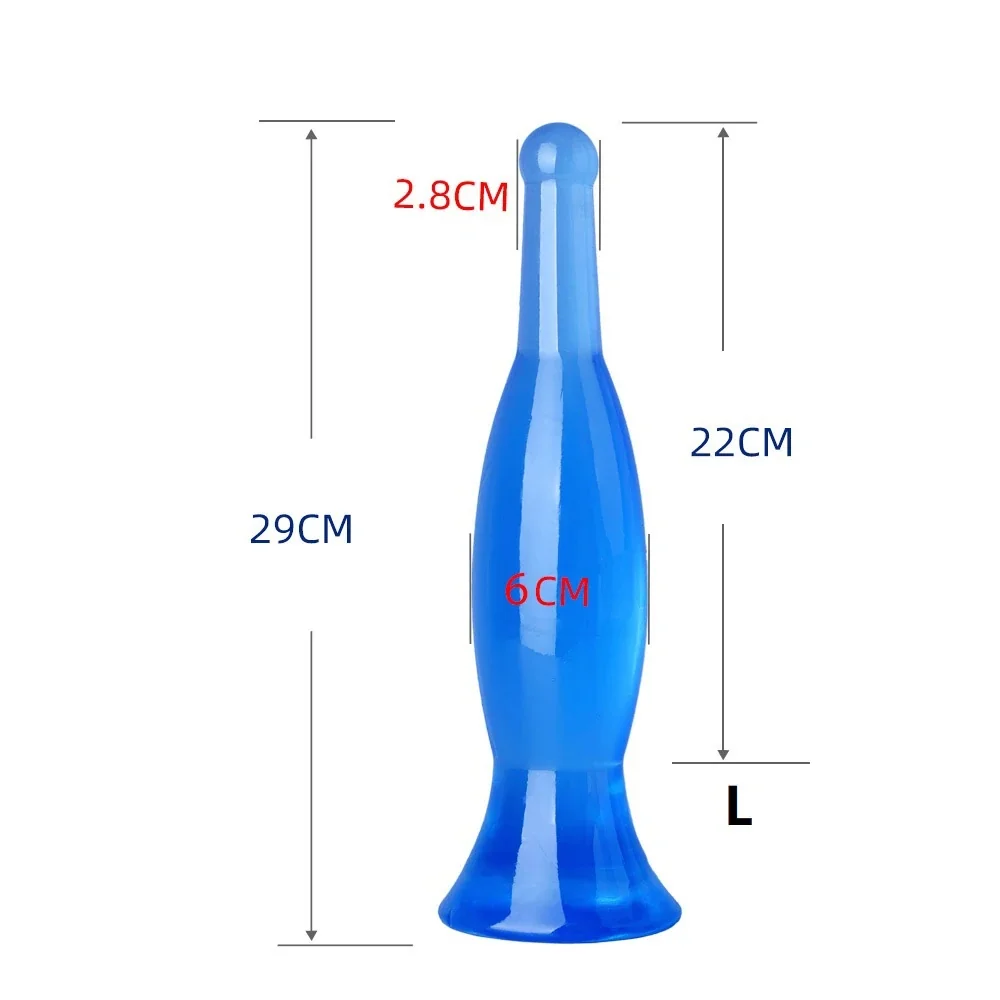 Transparante buttplug Kristal Fles, Blauw · L