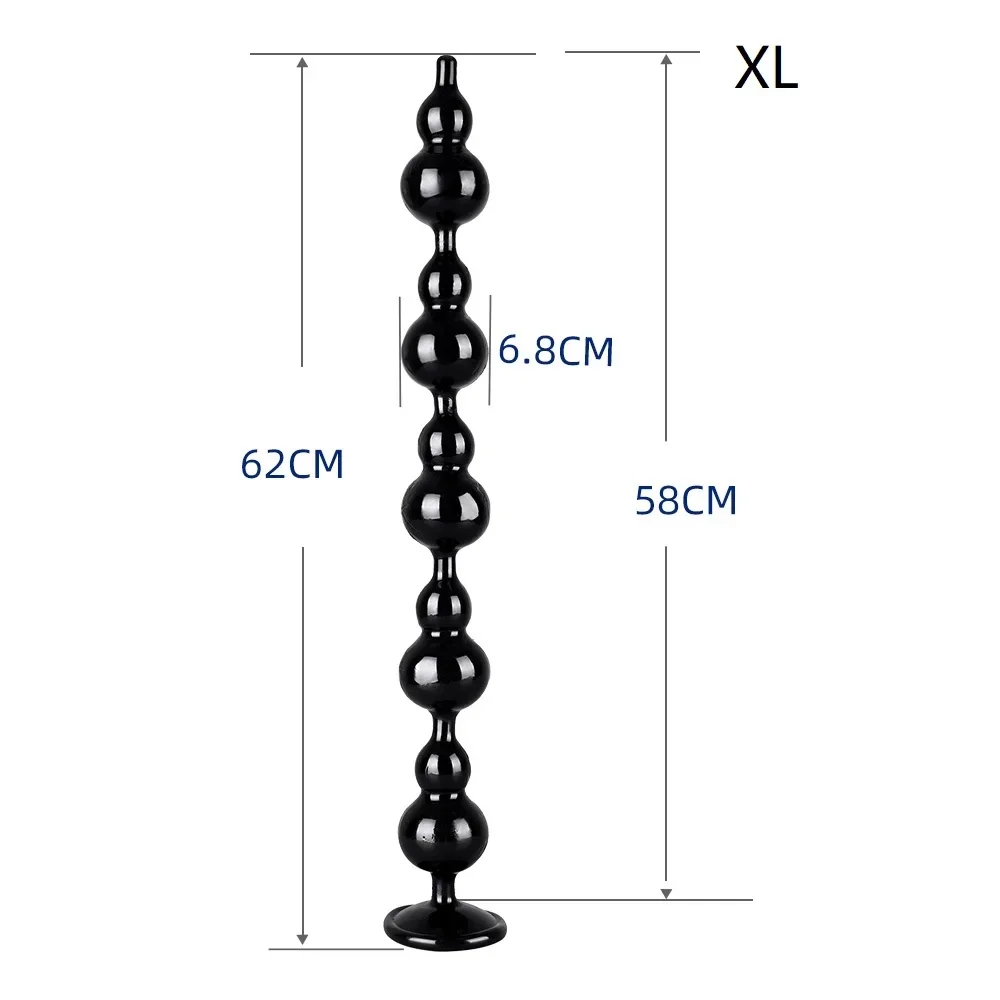 Transparante buttplug Kristal Kralen, Versie 2 Zwart · XL