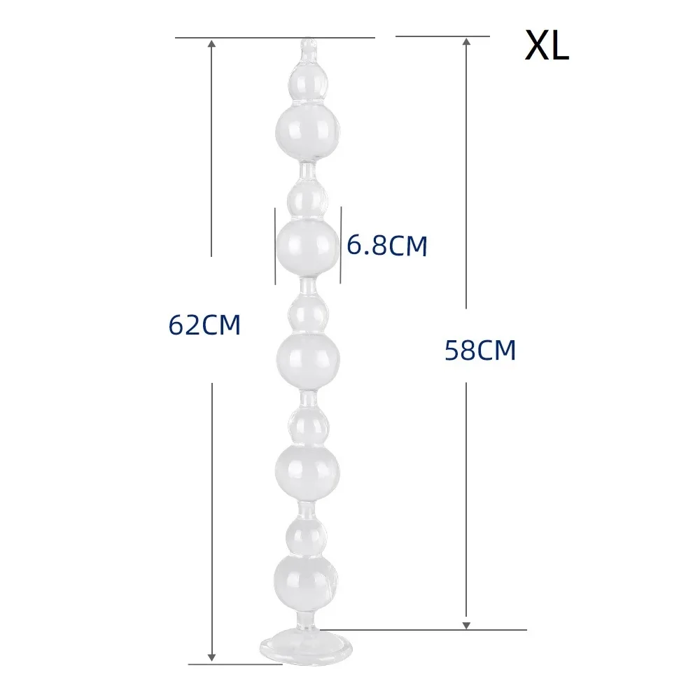 Transparante buttplug Kristal Kralen, Versie 2 Transparant · XL