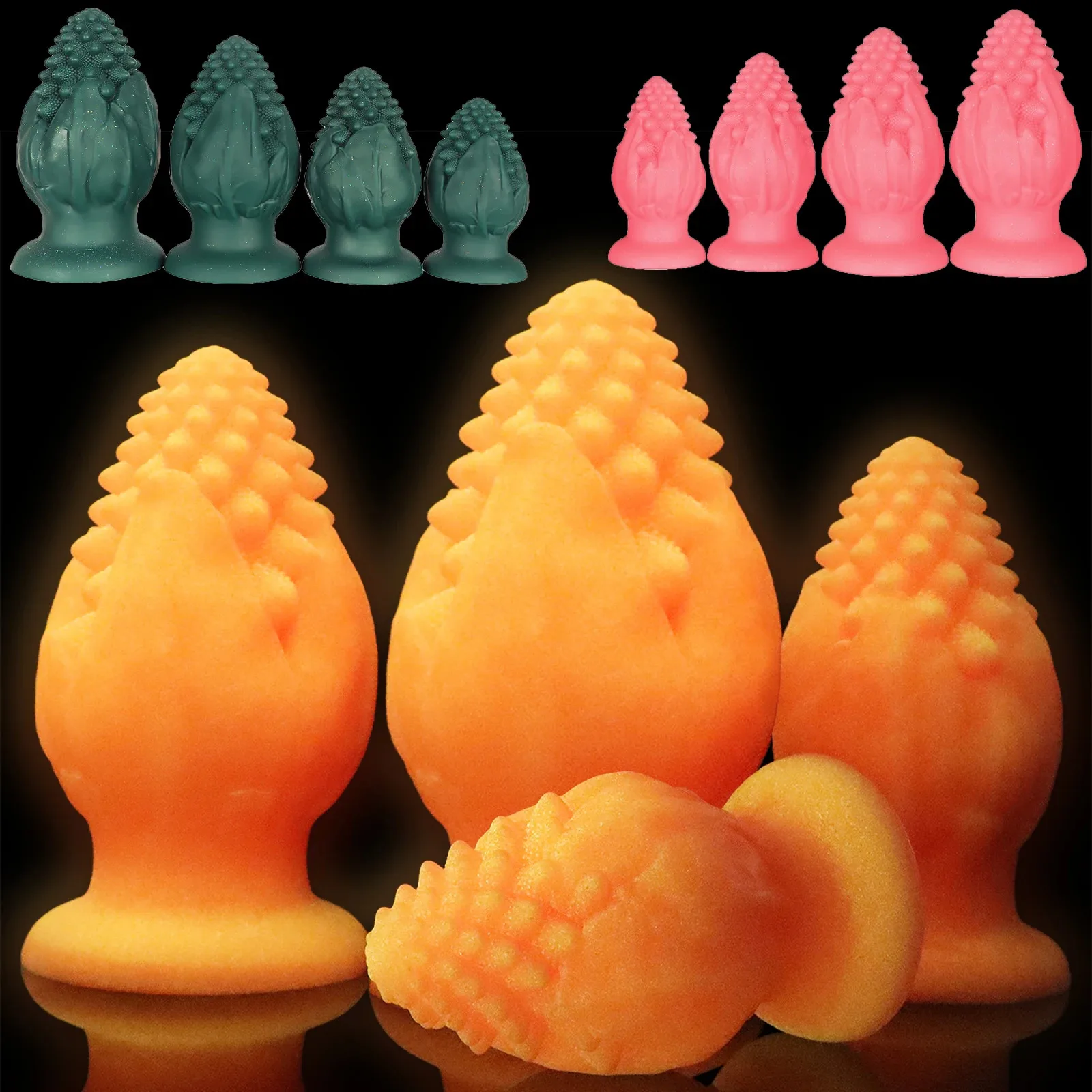 XXL buttplug Lichtgevend Dennenappel, lichtgevend siliconen