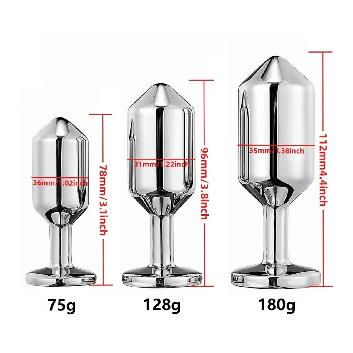 Metalen buttplug set, Set van 3 · metalen voet