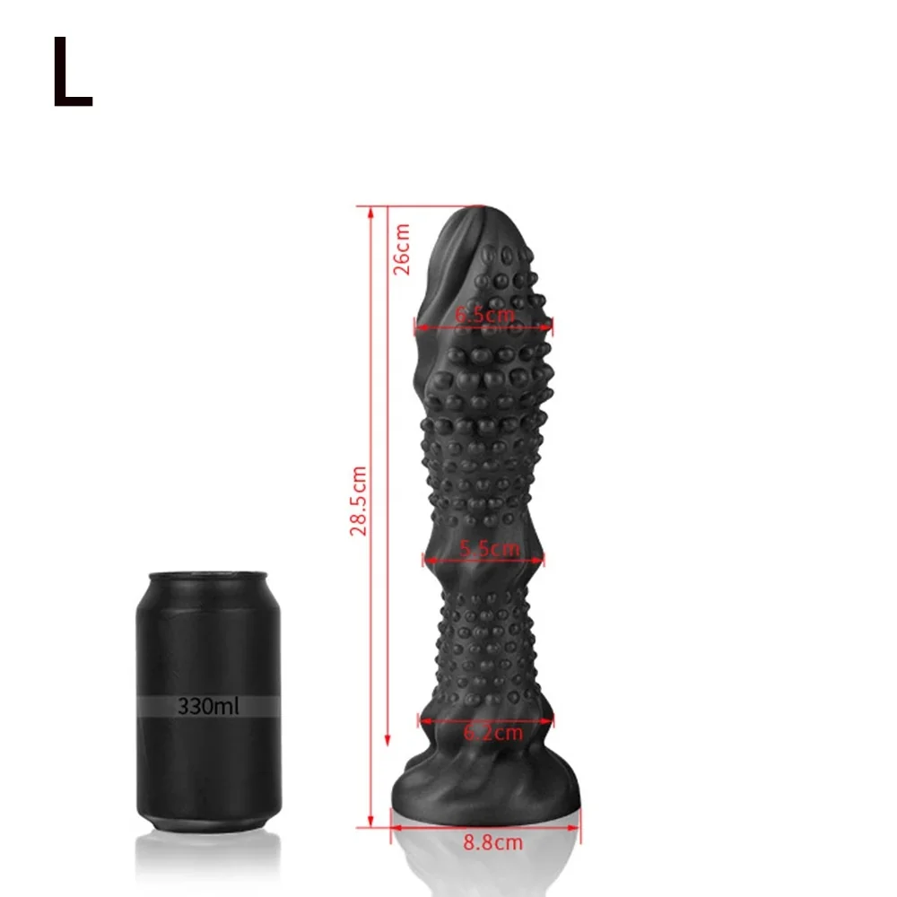 XXL fantasy dildo Noppen Ambre, Zwart · L