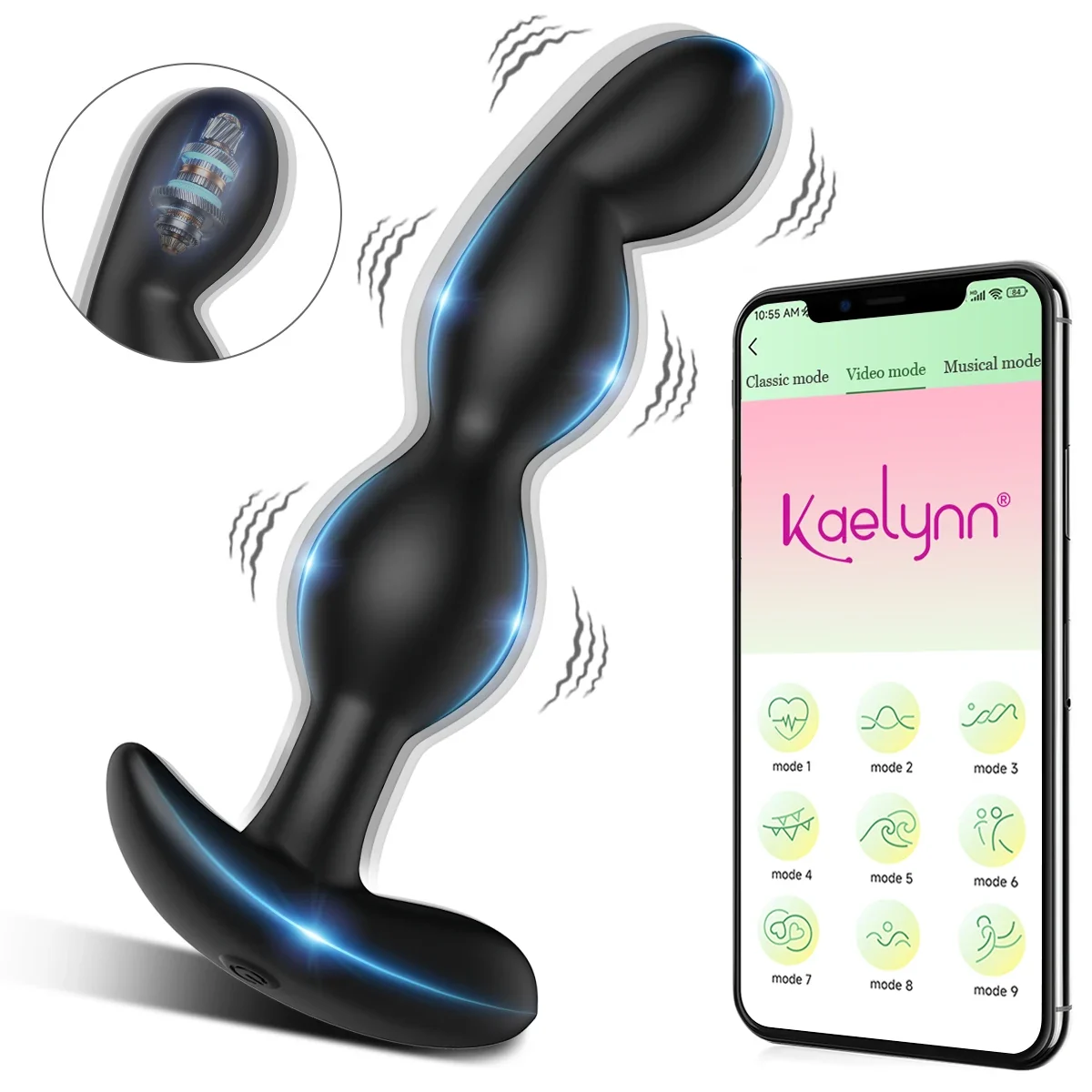 Vibrerende anale plug app, siliconen